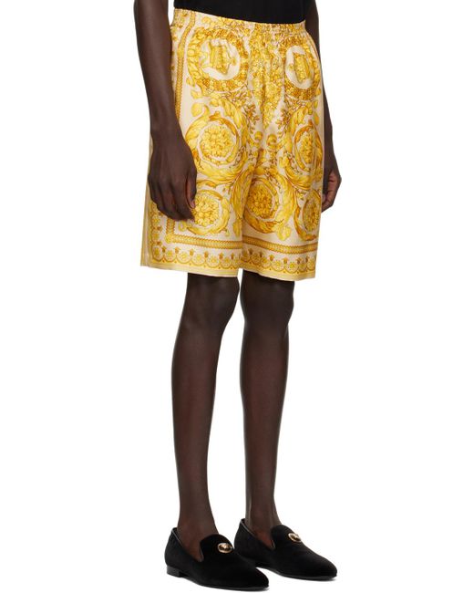 Versace Yellow Barocco Shorts for men