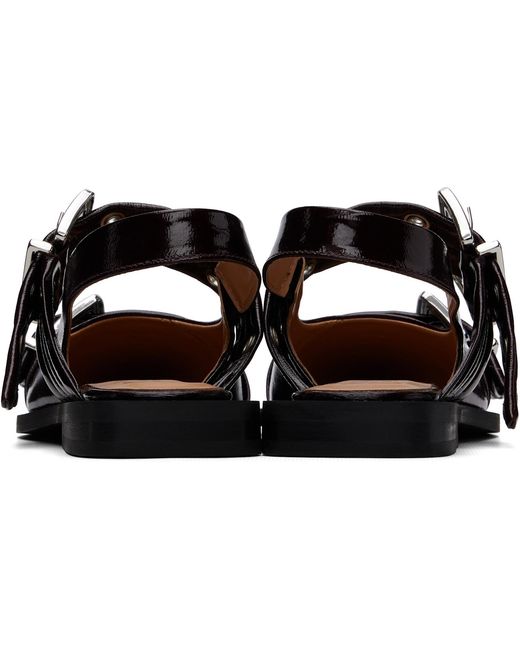 Ganni Black Feminine Buckle Ballerina Flats