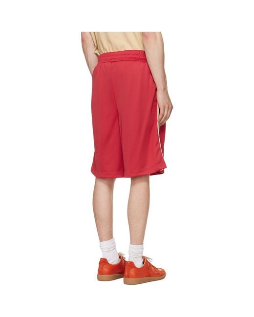 Palm Angels Red Classic Logo Track Shorts for men