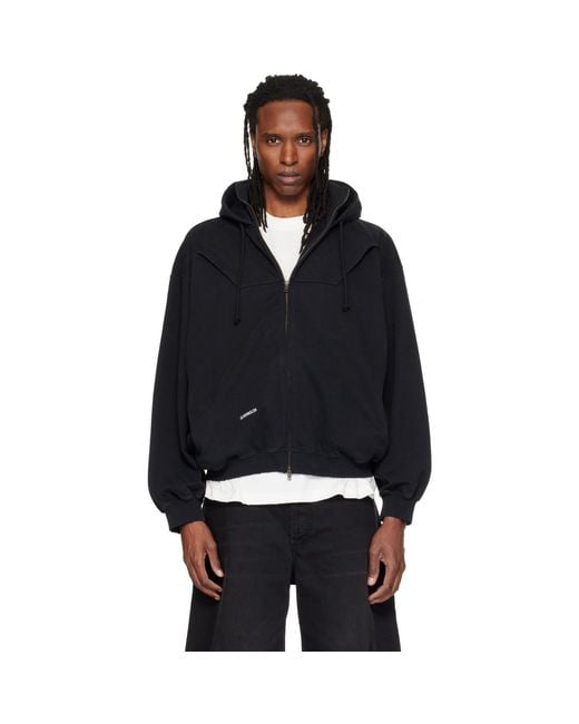 Vetements Black Upside-Down Zip Up Hoodie for men