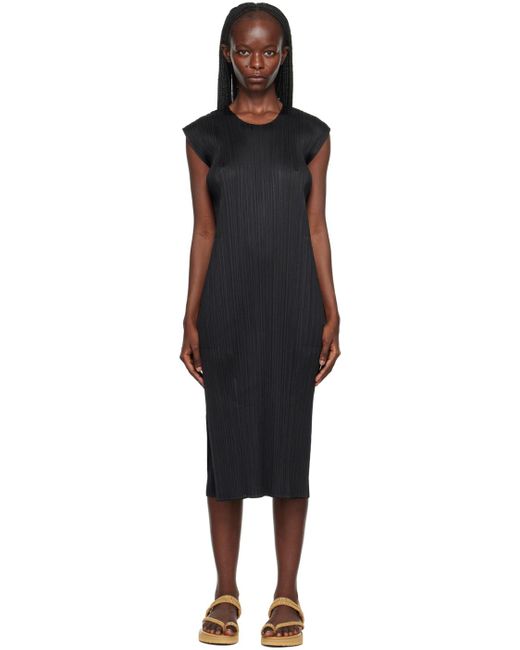 Pleats Please Issey Miyake Black Monthly Colors July Midi Dress