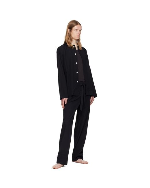 Tekla Black Poplin Pyjama Pants for men