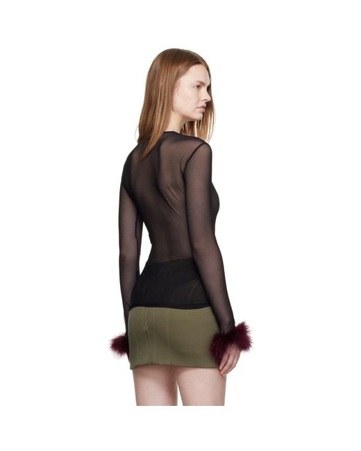 Mugler Black Marabou Mesh T-Shirt