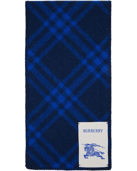 Écharpe bleu marine et bleu en laine à carreaux Burberry pour homme en coloris Blue