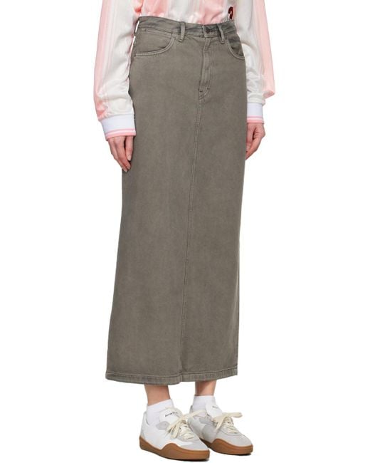 Acne Gray Faded Denim Maxi Skirt