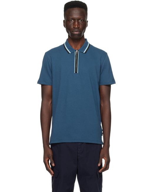 PS by Paul Smith Blue Zip Polo for men