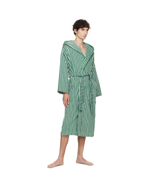 Tekla Green Terry Hooded Bathrobe for men
