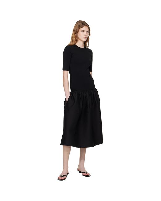 Totême Black Twinflower Tee Midi Dress