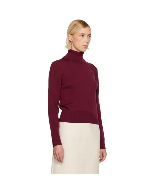 AMI Red Burgundy Wool Ami De Coeur Turtleneck