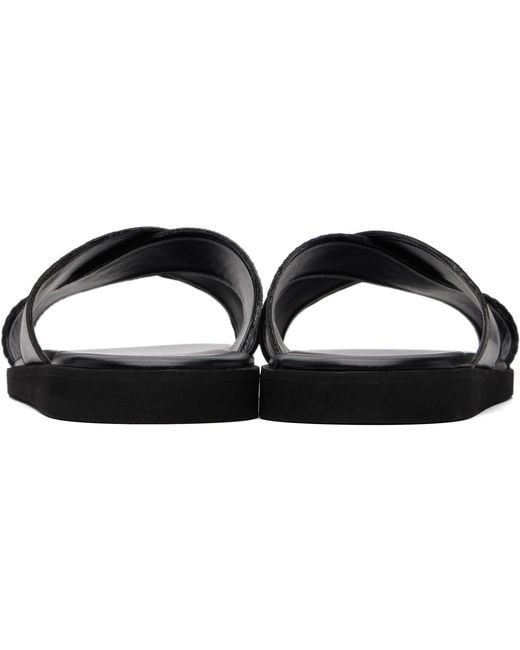 Boss Black Faux-Leather Plain & Patterned Straps Sandals for men