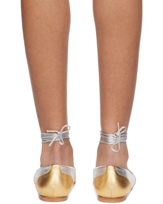 Molly Goddard Brown Silver & Gold Helena Ballerina Flats