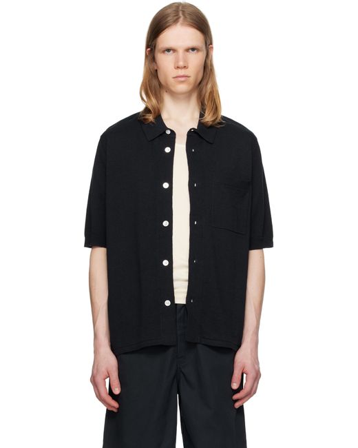 Norse Projects Black Rollo Cotton Linen S/S Shirt for men