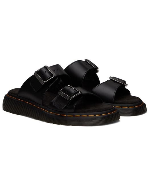 Dr. Martens Black Josef Leather Buckle Slide Sandals for men