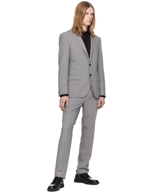 HUGO Black Gray Slim-fit Suit for men