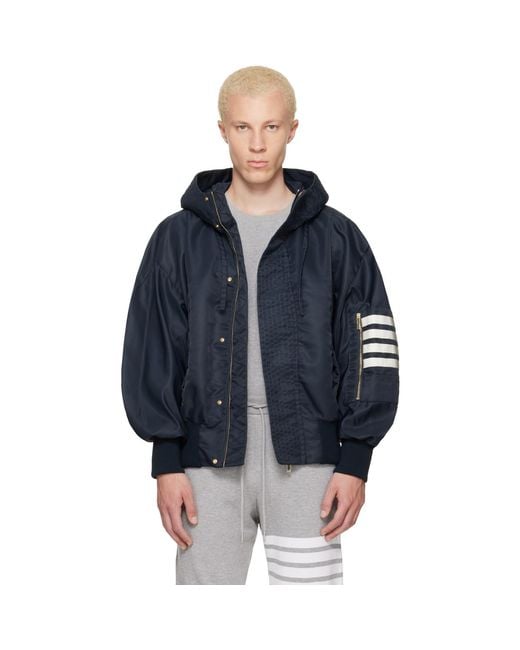 Thom Browne Blue Tech Twill Blouson Jacket for men
