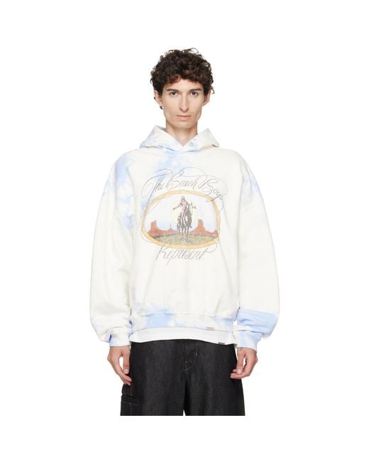 Pull À Capuche Bleu Et Blanc Represent pour homme en coloris White