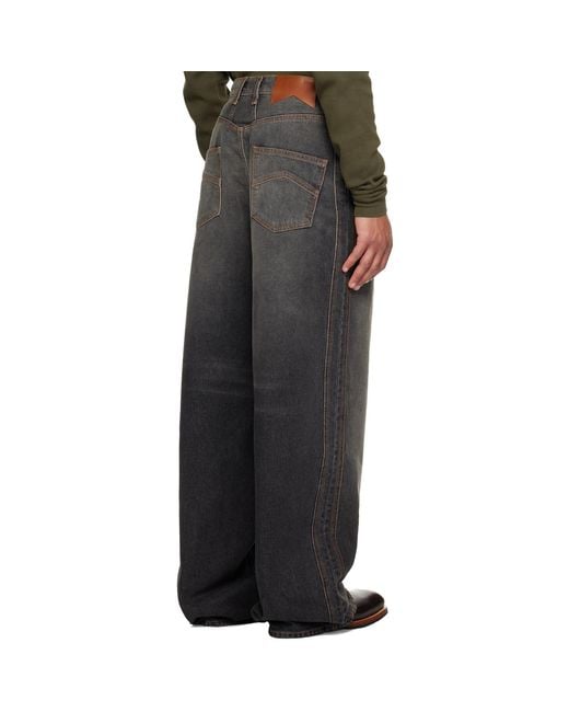 Rhude Black Wide Leg Traxedo Jeans for men