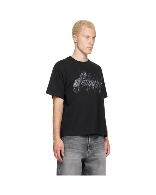 we11done Black Glitter Logo T-Shirt for men