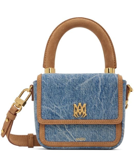 Amiri Blue Denim Suede Micro Ma Bag