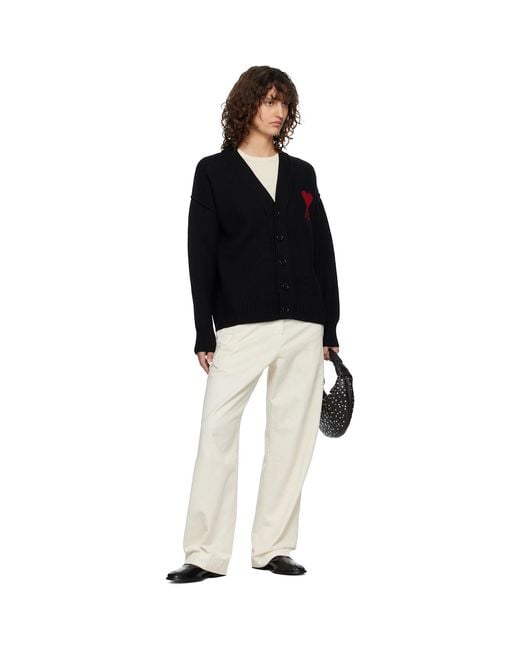 AMI Black Wool Ami De Coeur Cardigan