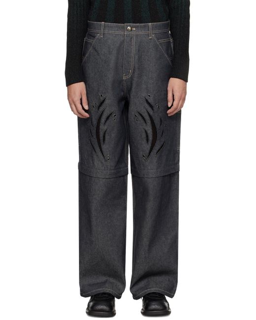 ANDERSSON BELL Black Cutout Jeans for men