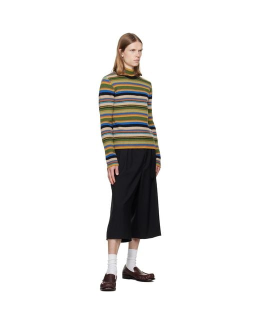Dries Van Noten Green Ribbed Wool Turtleneck for men