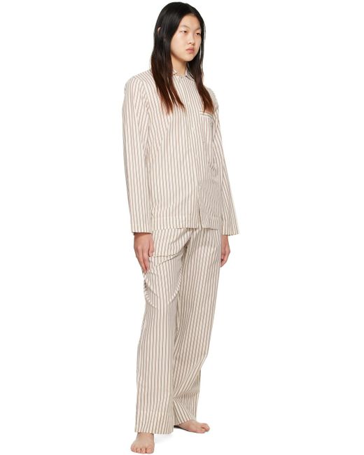 Chemise de pyjama à manches longues blanc cassé et brun Tekla pour homme en coloris Natural