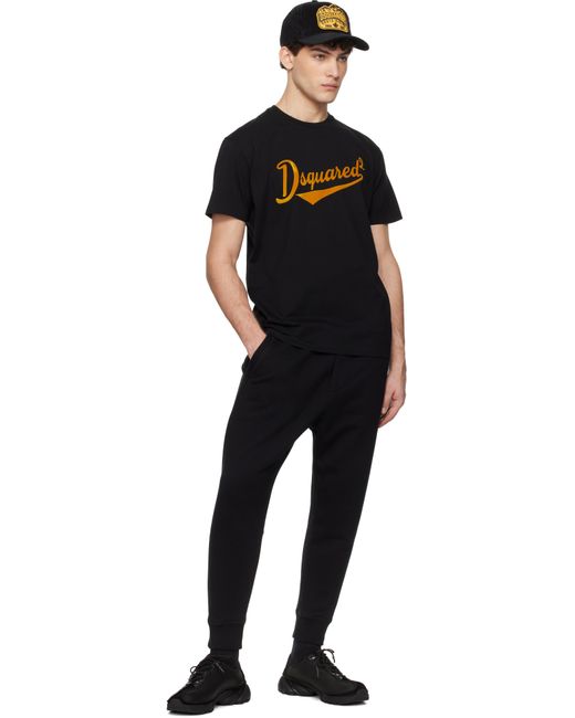 DSquared² Black Dsqua2 Cool Fit Velvet Logo T-shirt for men