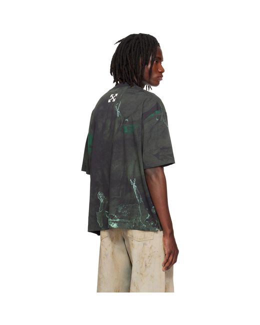 Off-White c/o Virgil Abloh Green Dark Painting Skate S/S T-Shirt for men