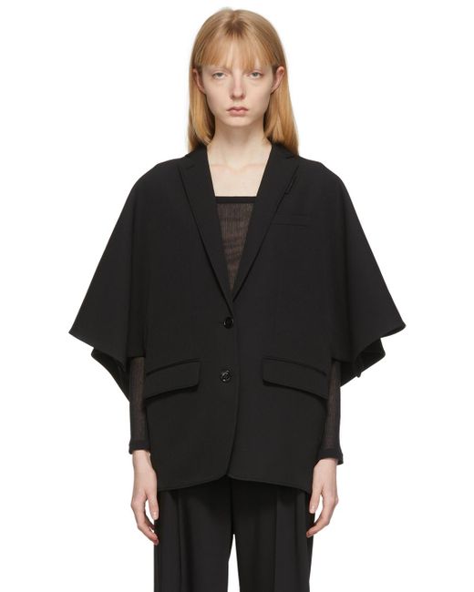 Burberry Wool Cape Sleeve Blazer in Black - Lyst