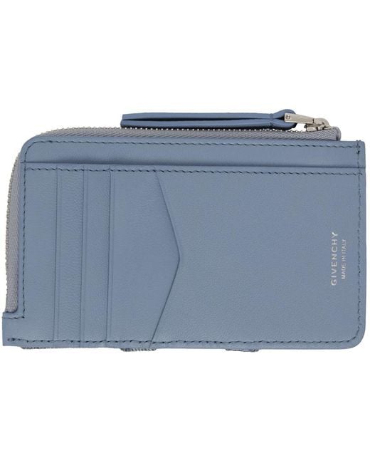 Givenchy Blue Voyou Zipped Denim Card Holder