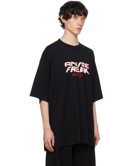 Vetements Black 'anime Freak' T-shirt for men