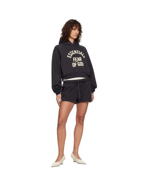 Fear Of God Black Campus 90's Cropped Raglan Hoodie