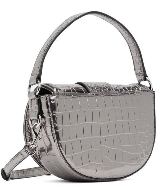 Versace Metallic Gray Croc-embossed Bag