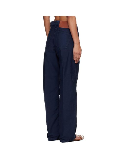 Victoria Beckham Blue Split Utility Trousers