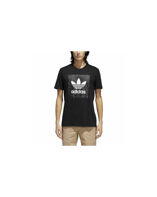 Adidas Black Originals Logo Casual Sports Short Sleeve Cf3097" for men