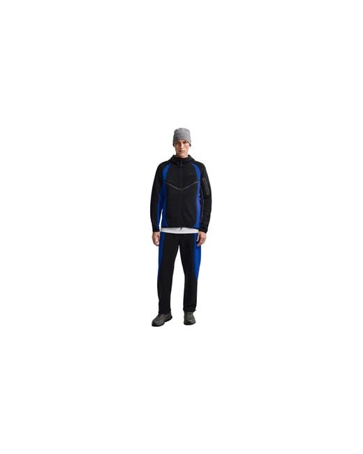 Nike Black Tech Colour-Block Full-Zip Fleece Windrunner Jacket Old Royal If1325 013" for men