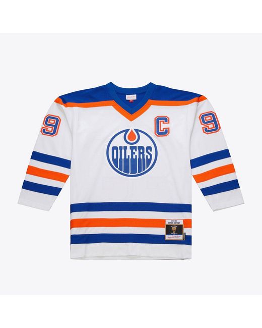 Mitchell & Ness Blue Nhl Jersey Oilers 1986 Wayne Gretzky Jy8933 Edowhit" for men