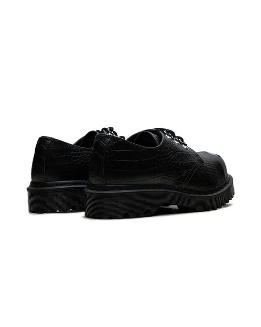 Dr. Martens Black 1461 Bex Steel Toe Leather Shoes "Croc Embossed Analine" 41725300" for men