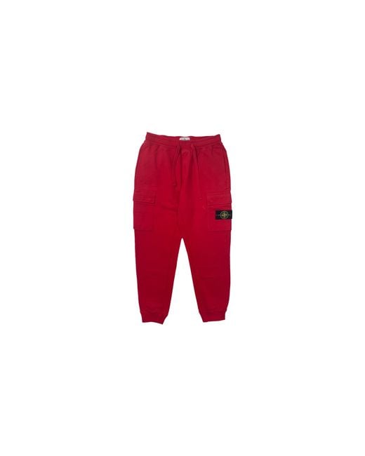 Stone Island Red Compass Badge Cargo Sweatpants 811661520 154V0010" for men