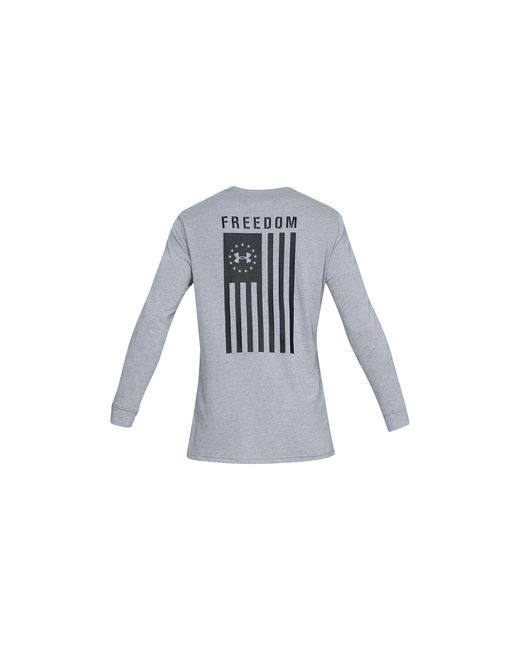 Under Armour Black Freedom Flag Long Sleeve T-Shirt "Steel Light Heather 1333369 035" for men