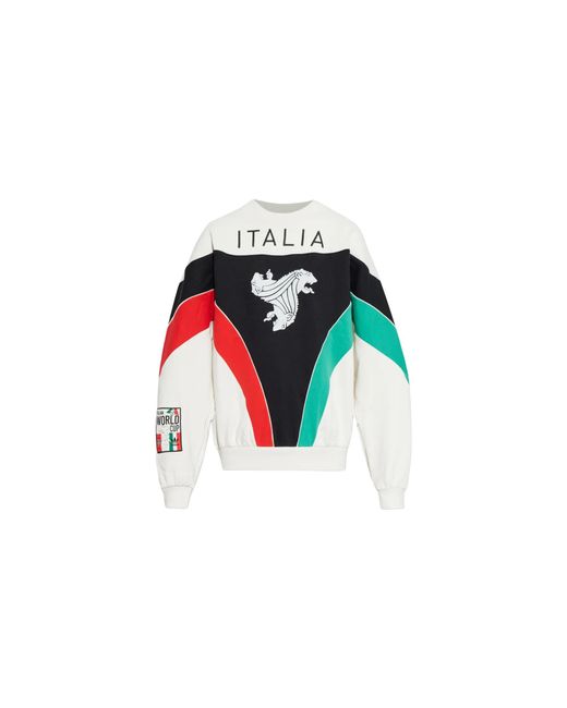 Adidas Black Italia Coppa Del Mundo Crew Sweater "Cloud Vivid Semi Court" Kd7768"