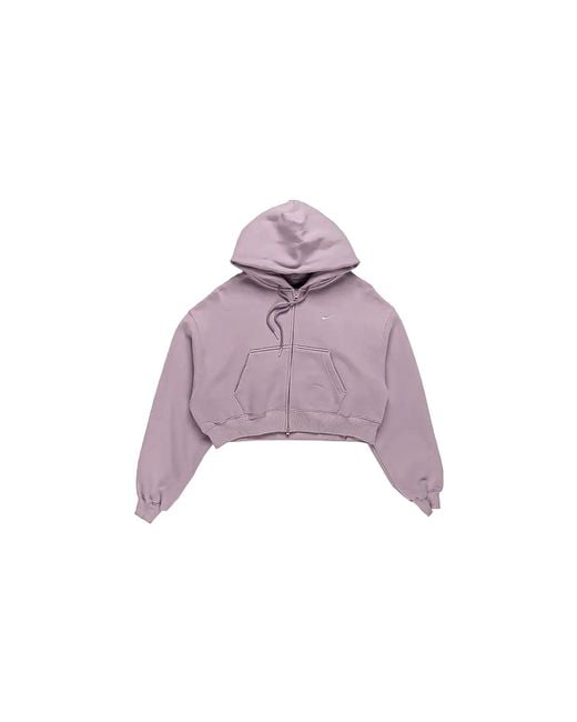 Nike Purple Studio Fleece Oversized Full-Zip Cropped Hoodie "Bleached Lilac Sail" Im8499 583"