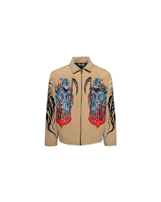 Warren Lotas Black Painted Reaper Logo Carhartt Jacket "Tan Multi" Ss253014B0151059" for men
