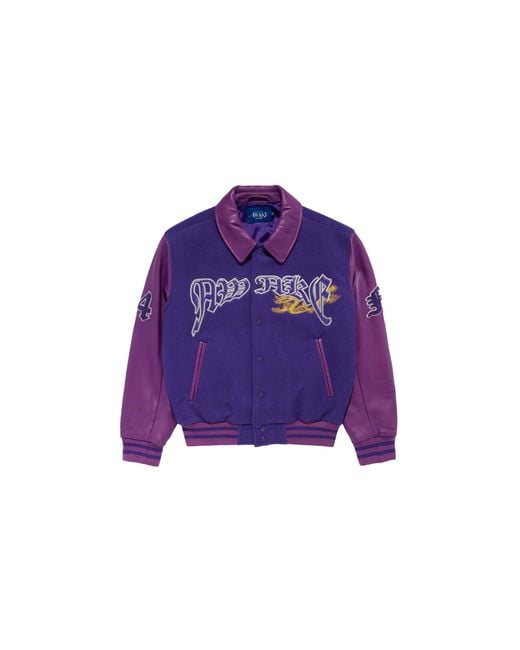 AWAKE NY Purple Embroidered Dragon Varsity Jacket Awk Sp24 Ot001 Purpl" for men