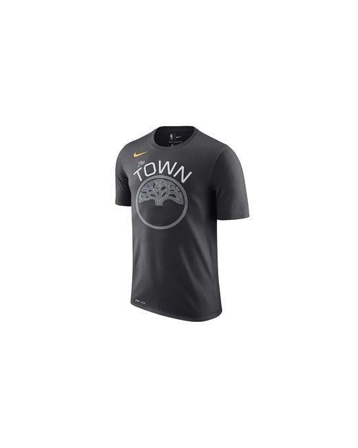Nike Black Nba Gs Warriors The Town Dri-Fit Cotton Short Sleeve Tee M11595 Gry" for men