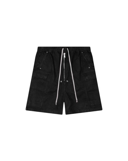 Rick Owens Black Denim Cargo Bela Shorts Wax" Du02F6369 Bw 99X" for men