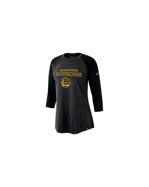 Nike Black Nba Gs Warriors Wordmark 3/4‑Sleeve Raglan "Charcoal" Aq6085 060"