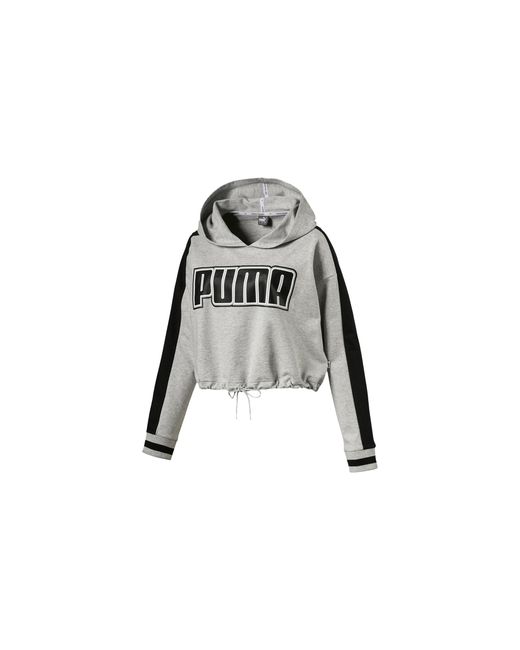 PUMA Black Rebel Reload Cropped Hoodie "Light Heather" 579535 04"