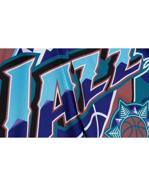 Mitchell & Ness Blue Jumbotron 2.0 Sublimated Shorts "Nba Utah Jazz" Pshr1220 Ujayyppptlpr" for men
